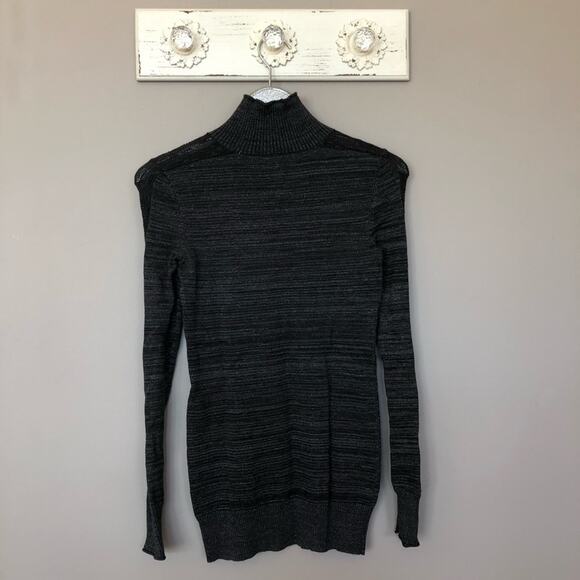 Free People Gray & Black Long Sleeve Lace Mock Neck Top - Picture 5 of 6